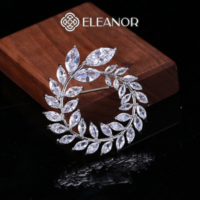 Ghim cài áo nam nữ Eleanor Accessories vòng nguyệt quế đính đá phụ kiện thời trang trâm cài 4839