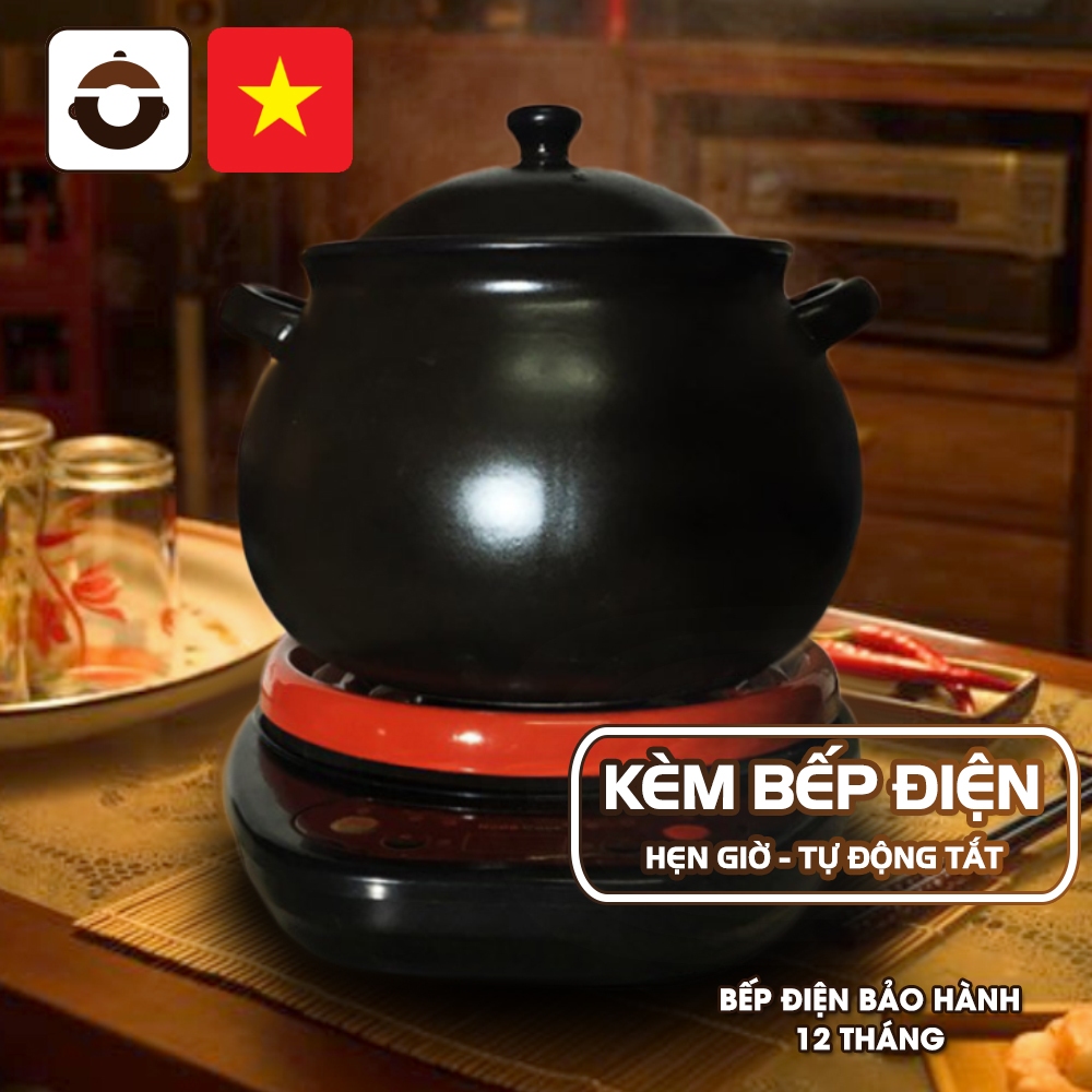 Nồi đất điện đa năng 5 lít NodaCook - Hầm Canh / Kho Cá / Nấu cháo - Bếp điện tự động ngắt - hẹn giờ nấu