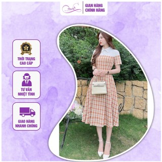Váy sơ mi công sở OMELY thiết kế dáng xòe chất mềm mại phù hợp mùa Thu cao cấp, sang chảnh
