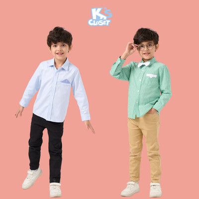 Áo Sơ Mi Dài Tay K's Closet Chất Liệu Cotton Cho Bé Trai Từ 10-38kg (2-10 tuổi) KT167THF/ KT219THF