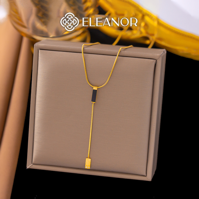 Dây chuyền nữ titan Eleanor Accessories mặt hình chữ nhật vòng cổ dáng dài phụ kiện trang sức 6365