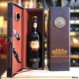  Hộp quà tặng kèm chai Rượu vang Ý Passone Duca di Saragnano Primitivo Puglia Cao cấp 15% 750ml - Wine Wander 