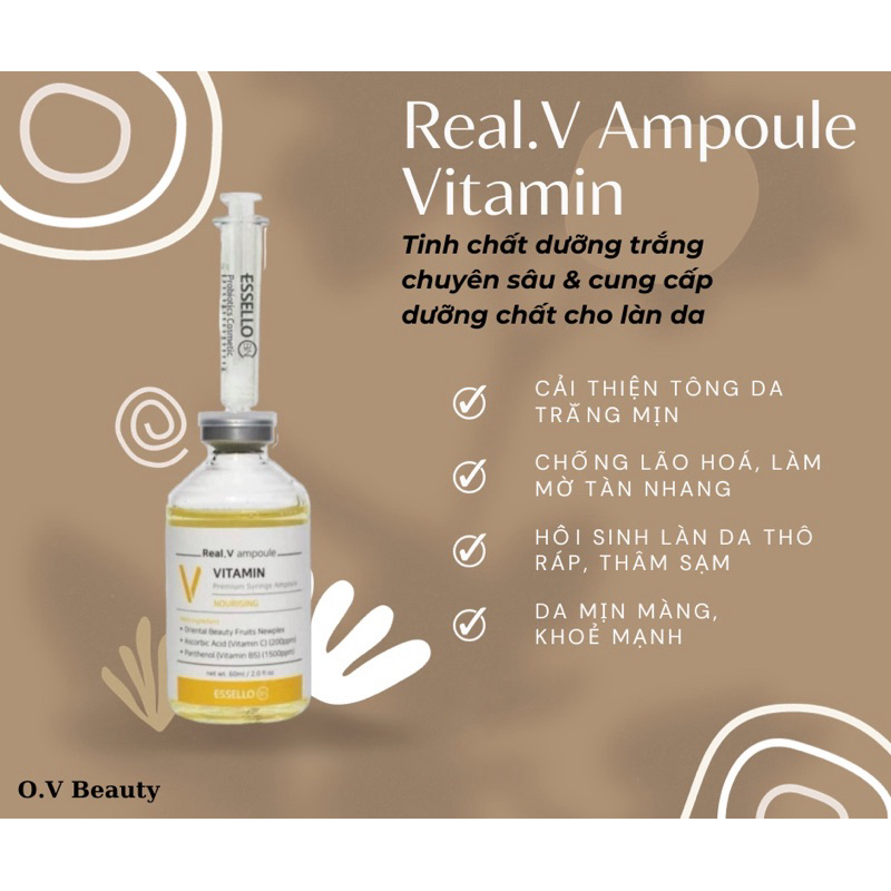 Tinh chất dưỡng trắng chuyên sâu Real.Vitamin (C+B5) Ampoule ESSELLO (60ml)