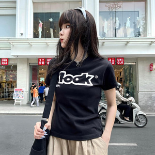 Áo baby tee tay ngắn chữ look xinh xắn