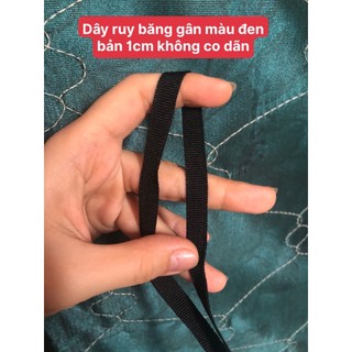 Dây ruy băng gân không co dãn bản 1cm màu đen