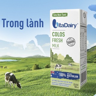 Lốc 3 hộp x 180ml/hộp-Sữa tươi tiệt trùng bổ sung sữa non Vitadairy Colos Fresh Milk 180ml