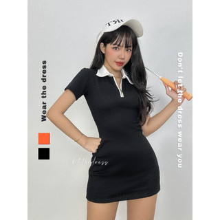 Đầm váy nữ polo dáng body tay ngắn cổ bẻ dây kéo phong cách năng động trẻ trung