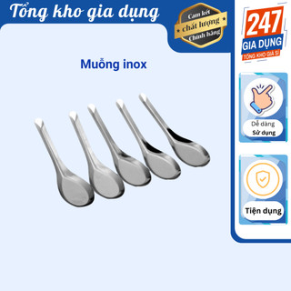 Bộ muỗng ăn cơm inox, thìa cơm vuông ngắn