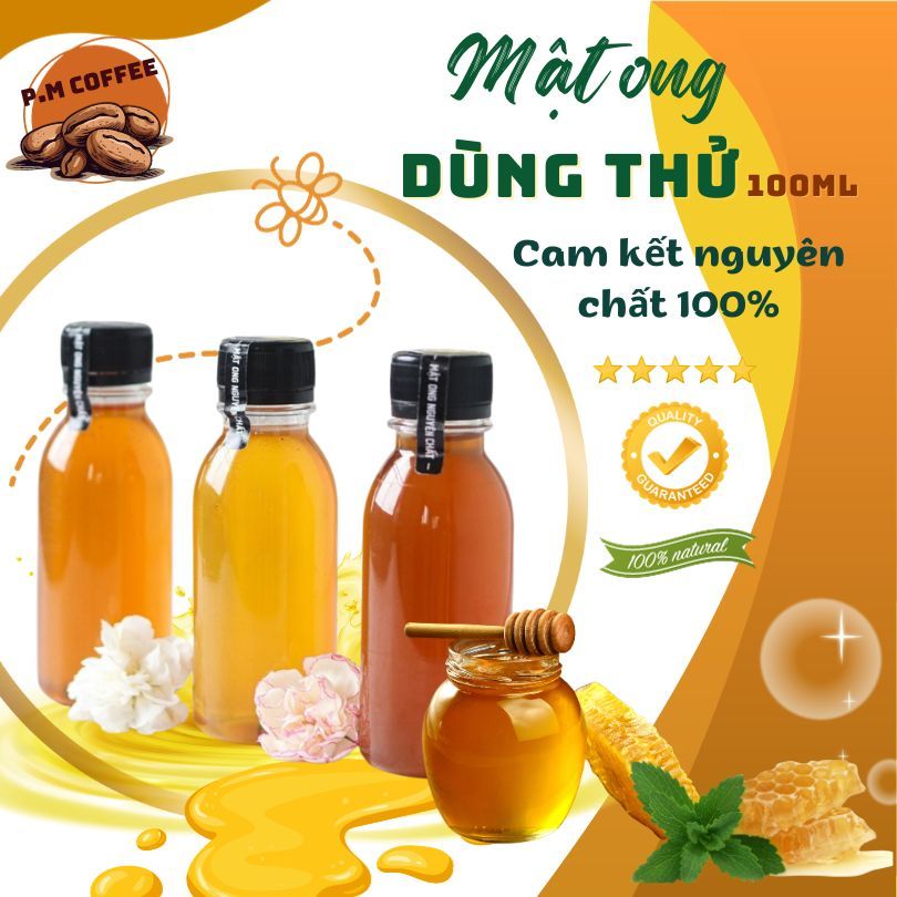 Mật ong mẫu thử - Combo 3 chai (Cà phê, Bạc hà, Nhãn) -  50ml