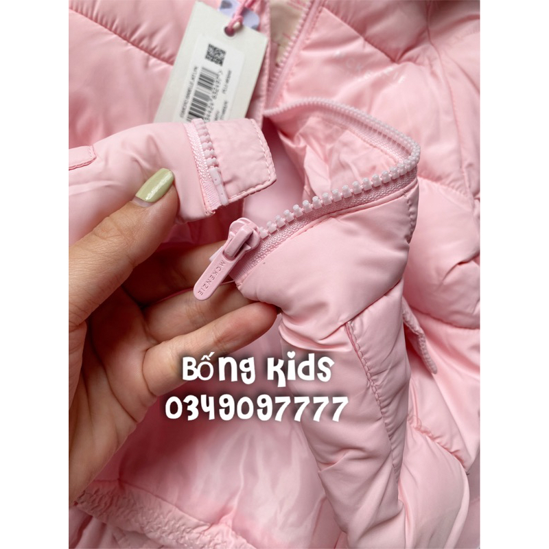 Áo Phao Bé Gái Túi Nắp Mềm Nhẹ Hồng McKenzie