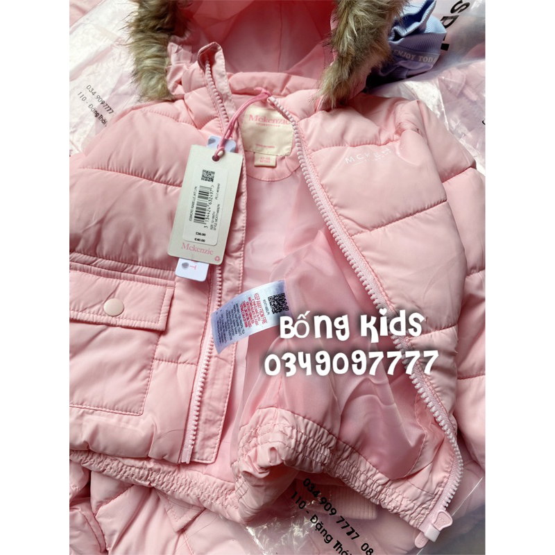 Áo Phao Bé Gái Túi Nắp Mềm Nhẹ Hồng McKenzie