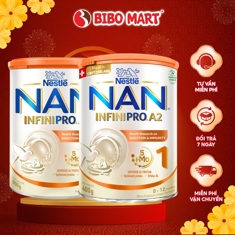 Sữa Bột Nestlé NAN INFINIPRO A2 Từ Thụy Sĩ Hỗ Trợ Phát Triển Khỏe Mạnh Cho Bé Số 1 Từ 0 1 Tuổi 400g 800g - Bibo Mart