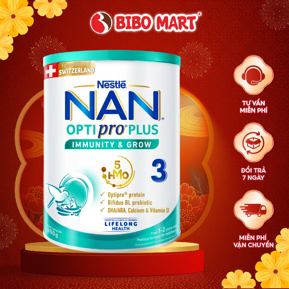 Sữa Bột Nestlé NAN OPTIPRO PLUS Từ Thụy Sĩ Dinh Dưỡng Thiết Yếu Cho Bé Số 3 Từ 1 2 Tuổi 850g - Bibo Mart