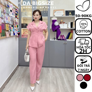 Dabigsize - Set Đồ Nữ Bigsize Kiểu Công Sở Sang Chảnh Chất Cotton Xịn Sò Che Khuyết Điểm Dành Cho Người Mập 50-90kg