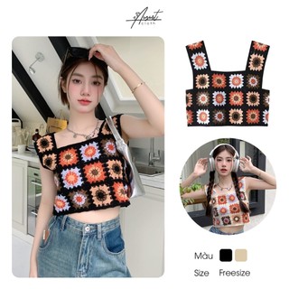 Áo len đan hoa nhiều màu phong cách Hàn Quốc