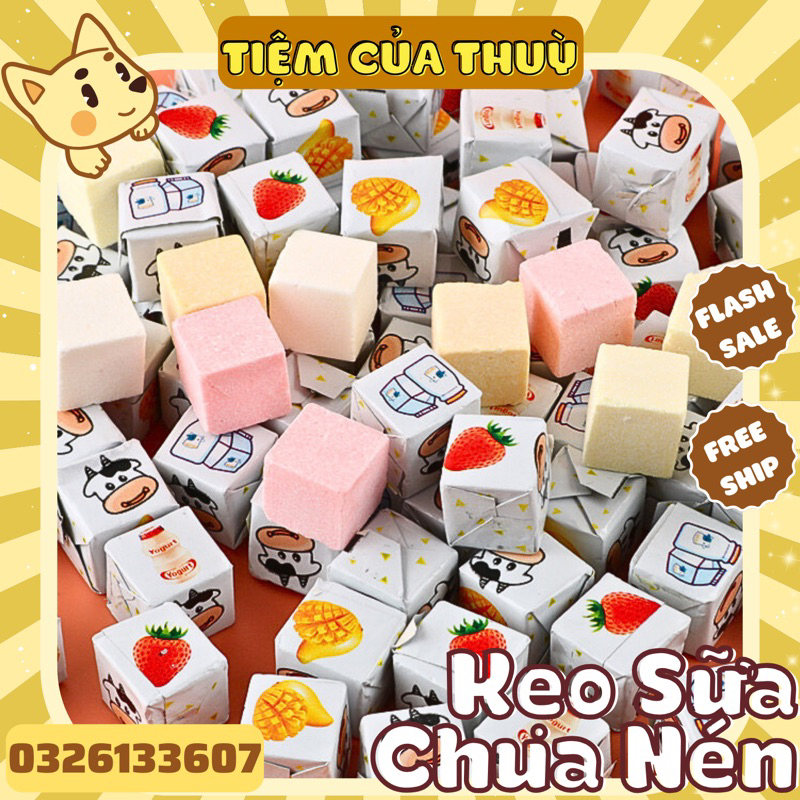 500G Kẹo Sữa Chua Viên Nén Thơm Ngon, Kẹo Viên Nén Sữa Chua Hoa Quả, Kẹo Sữa Bò VIên Nén