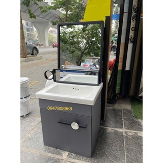 Bộ chậu tủ lavabo mini  gương vuông kèm phụ kiện cho nhà vệ sinh nhỏ