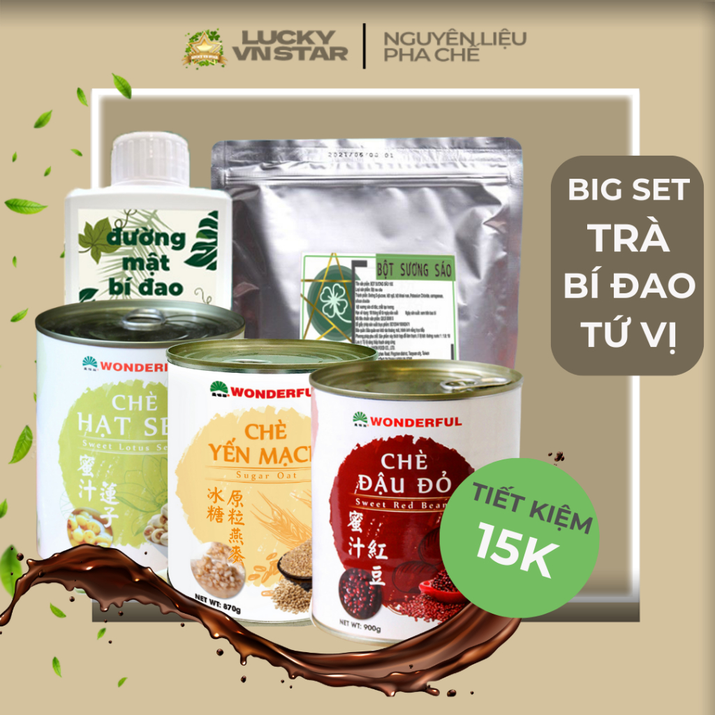 Set trà bí đao tứ vị - combo pha trà handmade DIY - nguyên liệu pha chế nhập khẩu Luckyvnstar Đài Lo