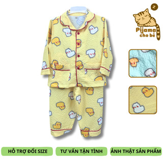 Pijama dài cho bé trai bé gái vải Đũi xốp nhẹ thoáng size cho bé 1-9 tuổi 10-40kg nhiều họa tiết trẻ em ngộ nghĩnh