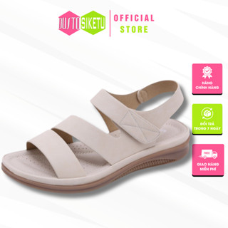 Giày dép nữ sandal nữ hãng SiKetu quai ngang khóa dán tiện lợi lót đế êm mềm đế chống trơn trượt cao 3cm MS-001