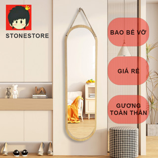 (BAO BỂ VỠ) Gương toàn thân treo tường, gương treo tường hình oval khung gỗ, nhiều kích thước, gương siêu nét