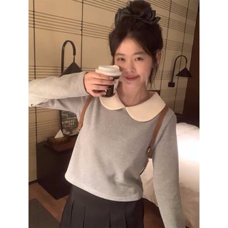 𝗺𝗶𝗲 𝘀𝘁𝘂𝗱𝗶𝗼 - sẵn áo kiểu dài tay cổ tròn bo viền dáng ngắn