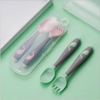 Bộ muỗng nĩa uốn cong hỗ trợ tập xúc cho bé