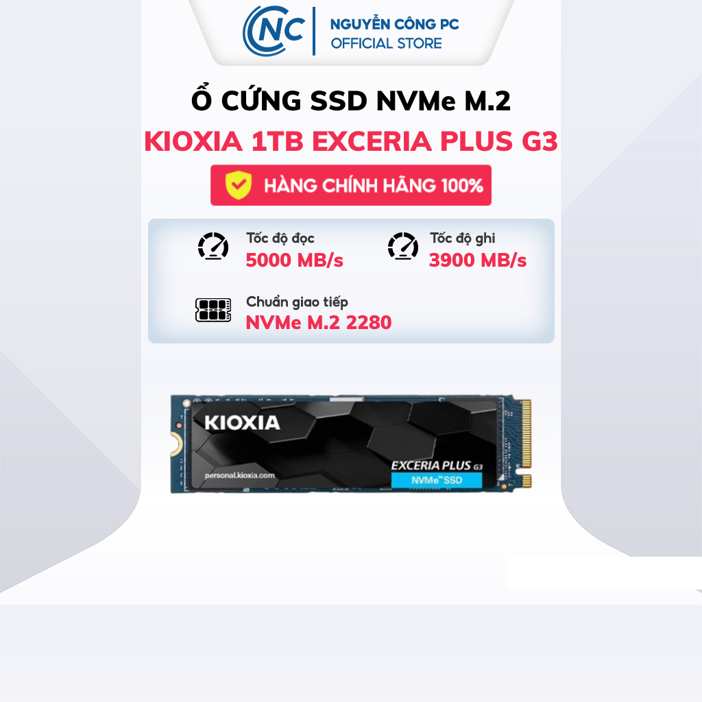 Ổ Cứng SSD NVMe KIOXIA 1TB EXCERIA PLUS G3 NVMe Gen 4 - Hàng chính hãng bảo hành 60 tháng