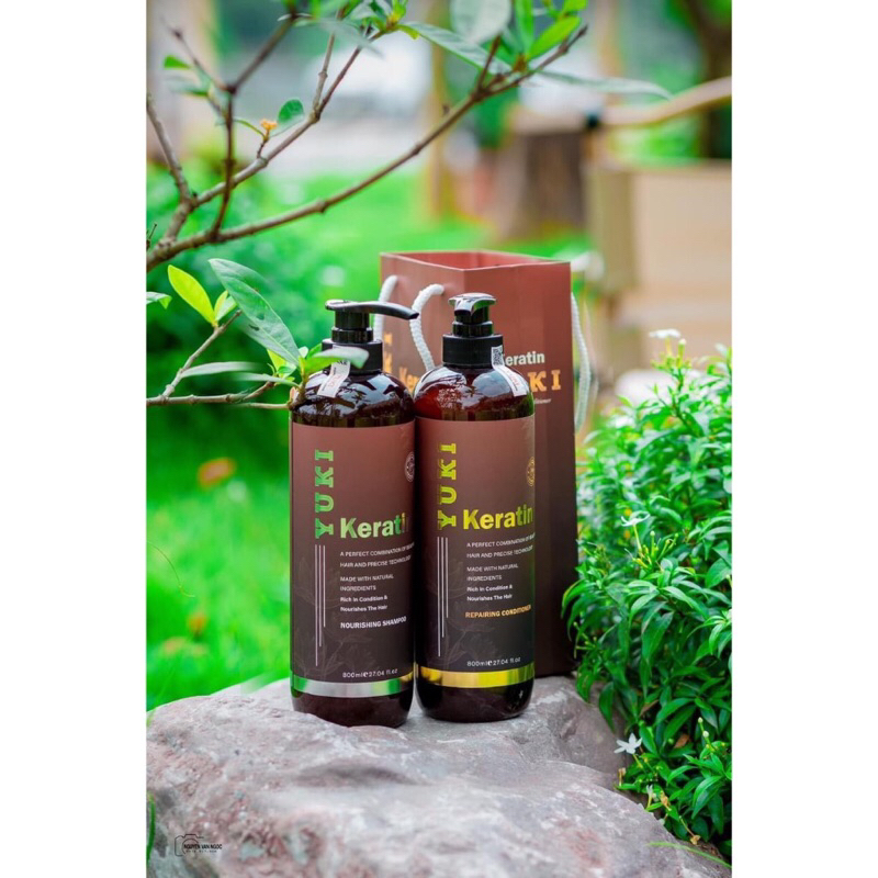 ( Chính hãng ) cặp gội xả colagen keratin Yuki phục hồi tóc khô xơ, kiềm dầu 800ML/ 1 chai