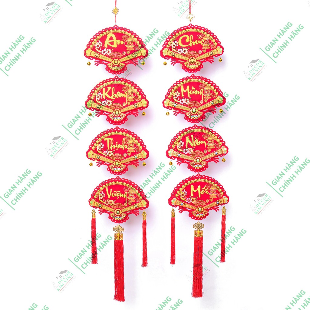 Dây Treo Nhung Đỏ QUẠT HOA TL24 Trang Trí Tết