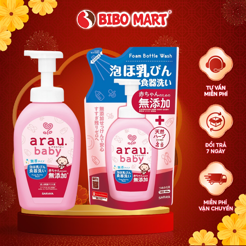 Nước Rửa Bình Sữa Arau Baby Nhật Hàng Chính Hãng Túi 450ML An Toàn Lành Tính Bibo Mart