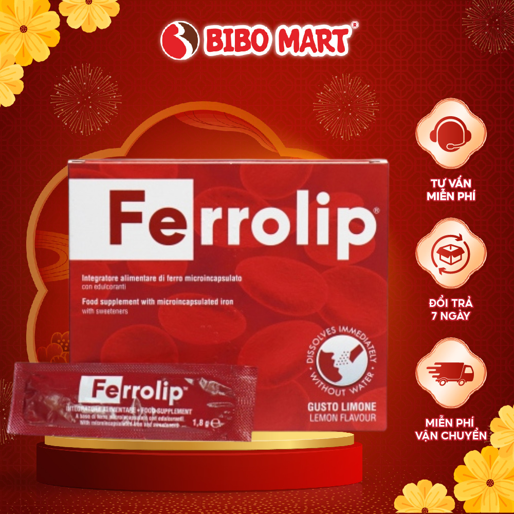 Sắt Hữu Cơ Ferrolip Sắt Bầu Sinh Học Bổ Sung Sắt Cho Người Thiếu Máu Hộp 20 Gói - Bibo Mart