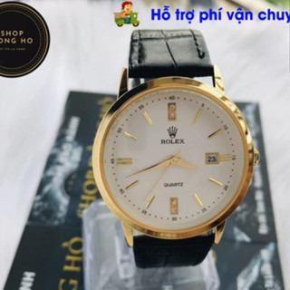 Đồng Hồ Nam , nữ dây da Rolex 075A DÂY DA Mặt TRẮNG Chống Xước, Chống Nước-Giá 1 chiếc
