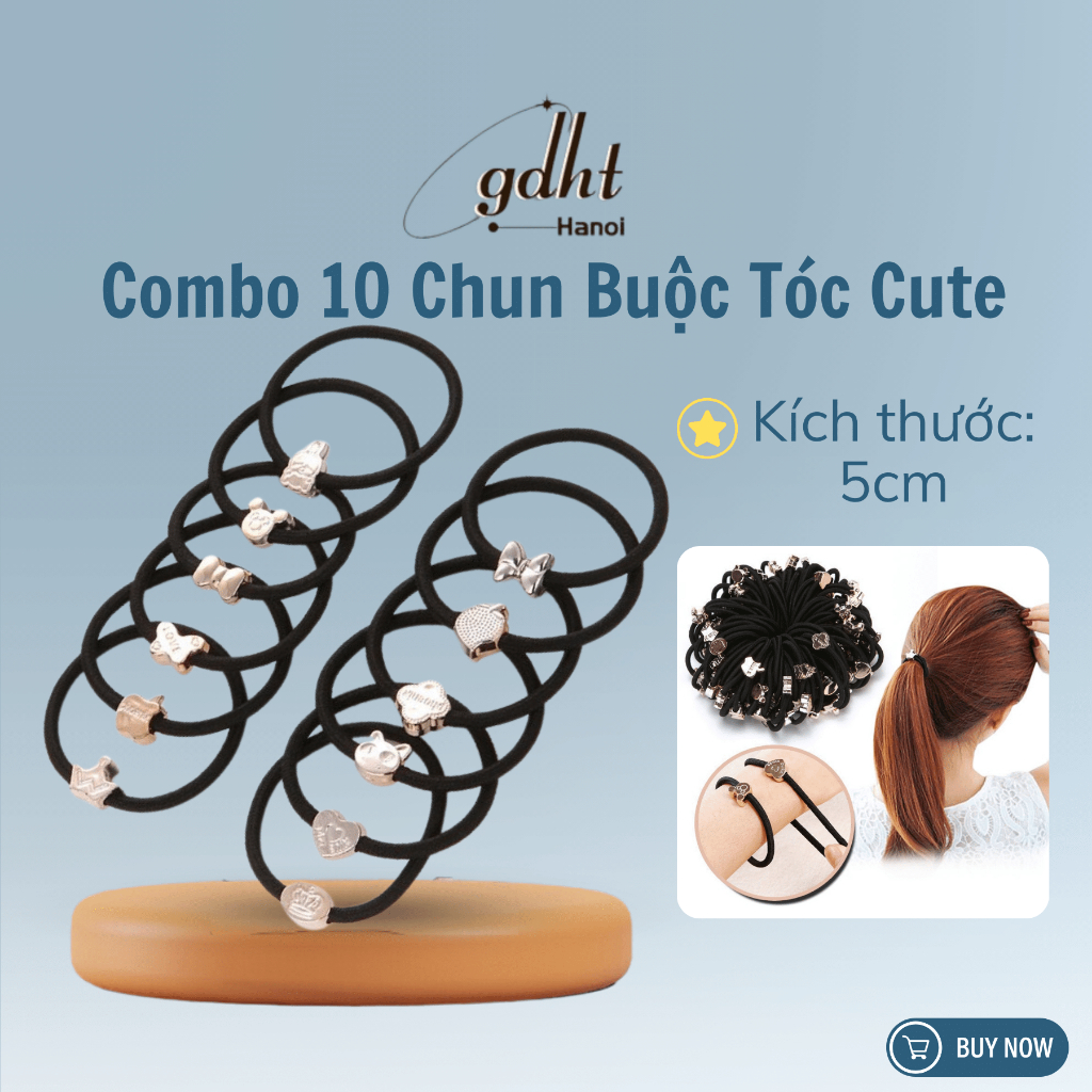 Combo 10 chun buộc tóc dây màu đen