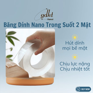 Băng Keo Dính 2 Mặt Nano Trong Suốt Siêu Dính Cuộn Dài 2m 3m 5m, Băng Dính Dạng Keo Trong Suốt Dính Siêu Chắc 2 Mặt