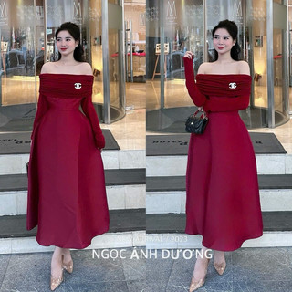 Váy Trễ Vai Tafta Phối Nhún Kèm Tag Mã SL2