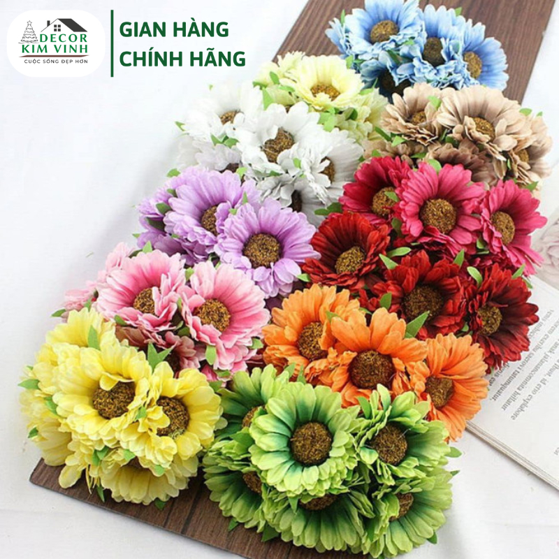 Chùm 6 Hoa Cúc 5cm HOA21 Decor Kim Vinh, Hoa Trang Trí Handmade Decor Trang Trí Phòng Tiệc Cưới