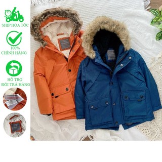 Có video. Áo khoác Parka lót lông cho bé trai bé gái xuất dư Premark siêu ấm