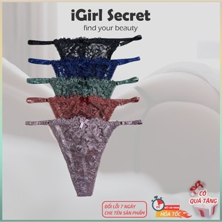 Quần lót nữ ren quần lọt khe ren dây mảnh hoạ tiết ren gợi cảm quyến rũ màu tối igirl secret bonita dark