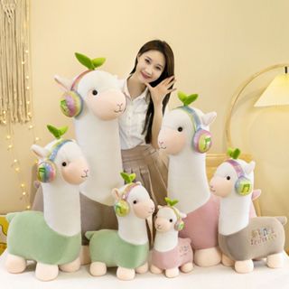 Gấu bông con lạc đà Alpaca đeo tai phone siêu dễ thương (25cm--->50cm) vải lông siêu mềm mịn, hàng xịn cao cấp loại 1