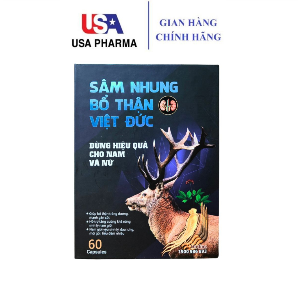 Viên uống Sâm Nhung Bổ Thận Việt Đức - Hộp 60 viên