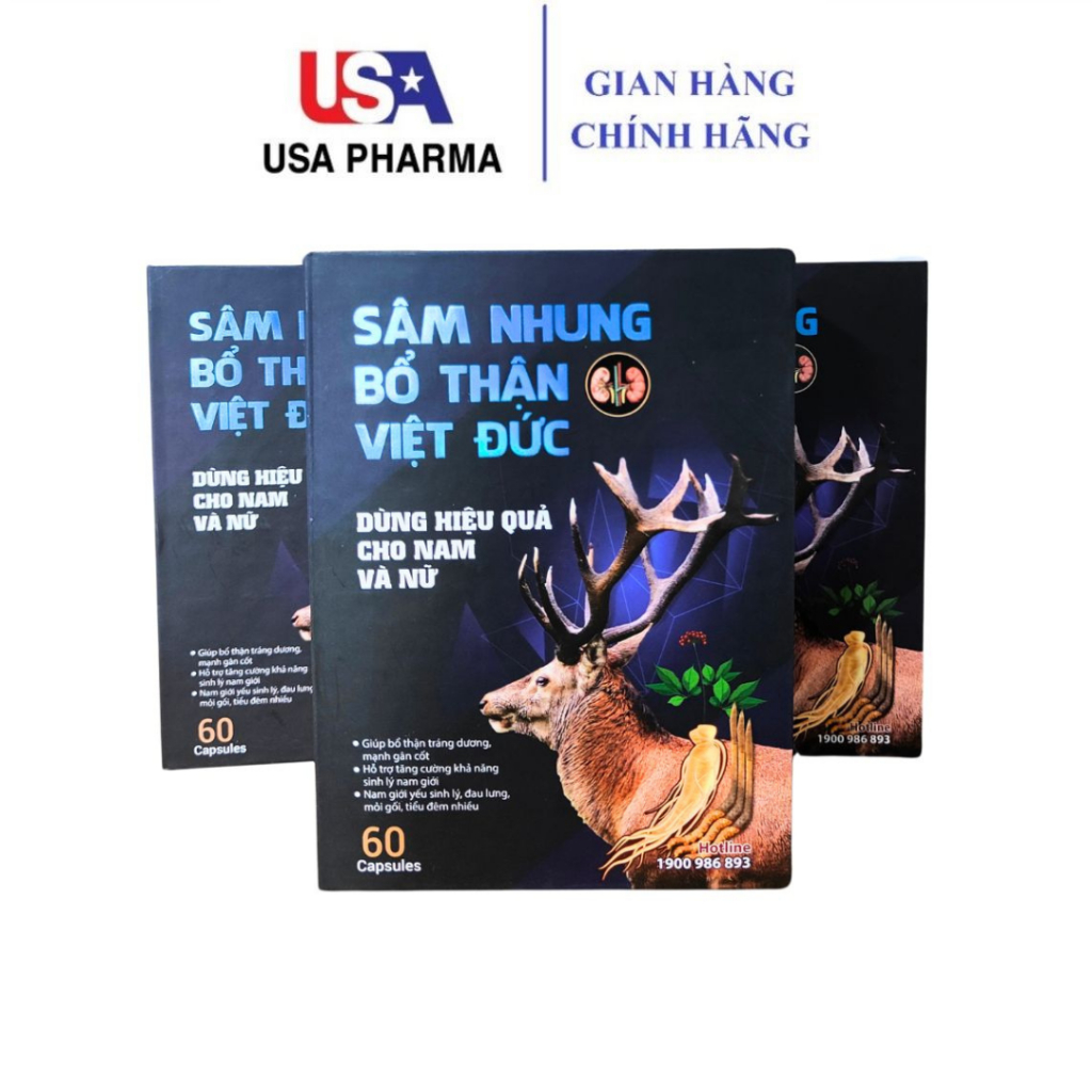 Viên uống Sâm Nhung Bổ Thận Việt Đức - Hộp 60 viên
