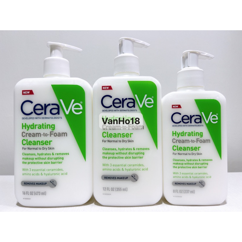Sữa rửa mặt CeraVe Hydrating Cream-to-Foam Cleanser