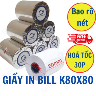 Giấy in bill K80, giấy in nhiệt K80x80mm , 65gsm, 2 cuộn
