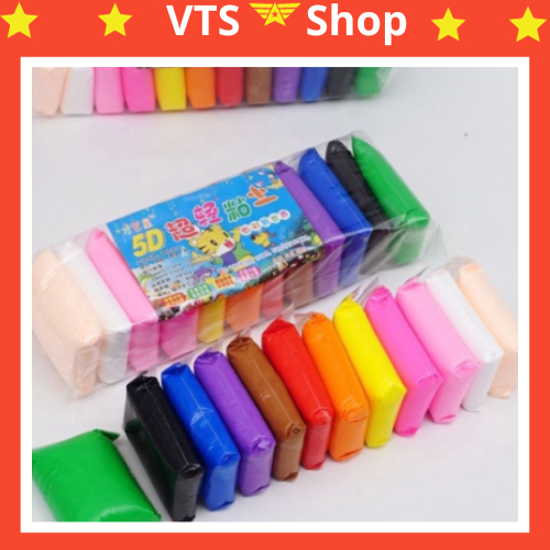 Đất Sét, Đất Nặn Tự Khô Siêu Nhẹ 12 Màu An Toàn.