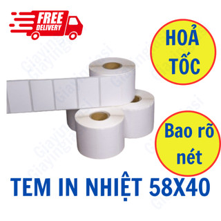 Giấy in mã vạch/ Decal in mã vạch 1 tem cảm nhiệt 58 x 40 mm x 30m - Giá xuất xưởng