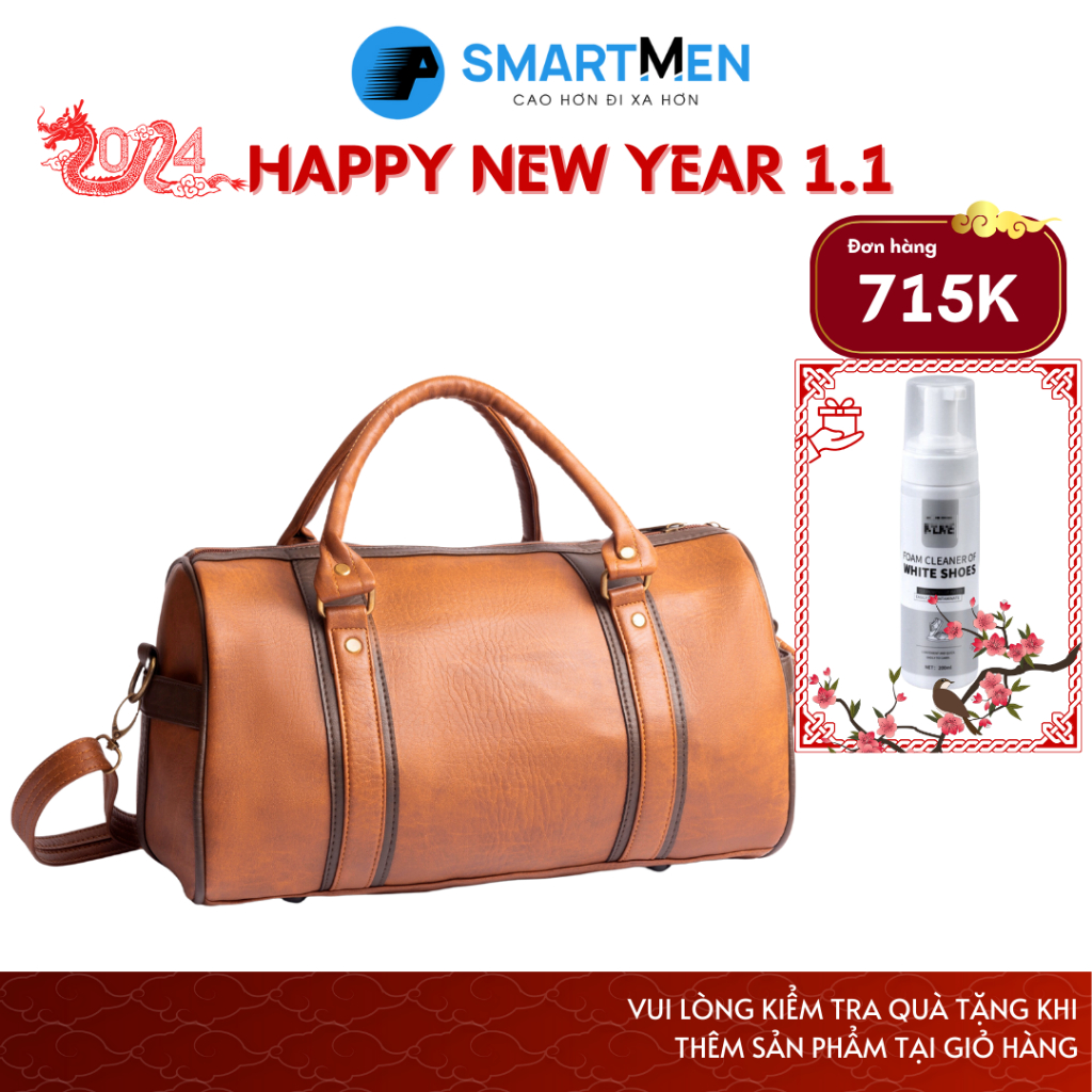 Túi trống du lịch da bò cao cấp SMARTMEN TDA-18 màu Da Bò