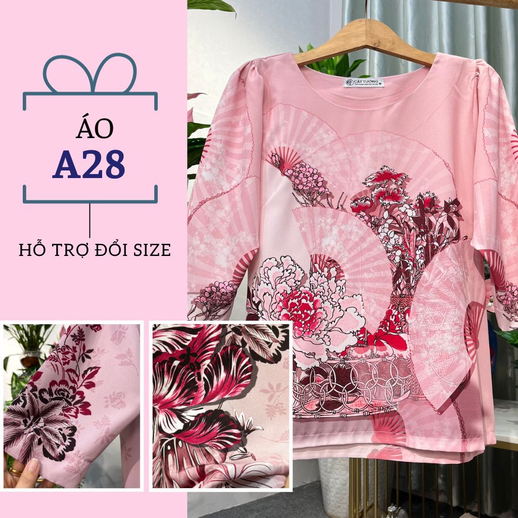 Áo thiết kế họa tiết hoa A28, quà tặng cho mẹ, cho bà - Thời trang Cát Tường