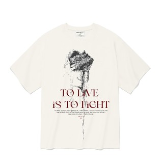 Áo thun local brand cổ tròn Uncle M cotton 100% nam nữ Unisex in lụa trame - Fighting tee