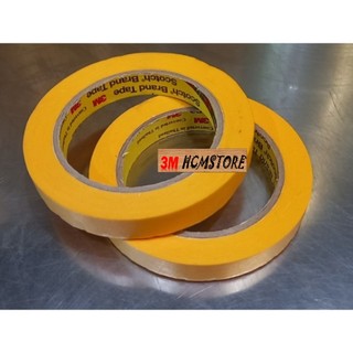 3m 244 12mm dài 50m - băng keo giấy chịu nhiệt 3m masking tape siêu dai, chịu nhiệt cao chuyên dán che sơn đường sơn nét